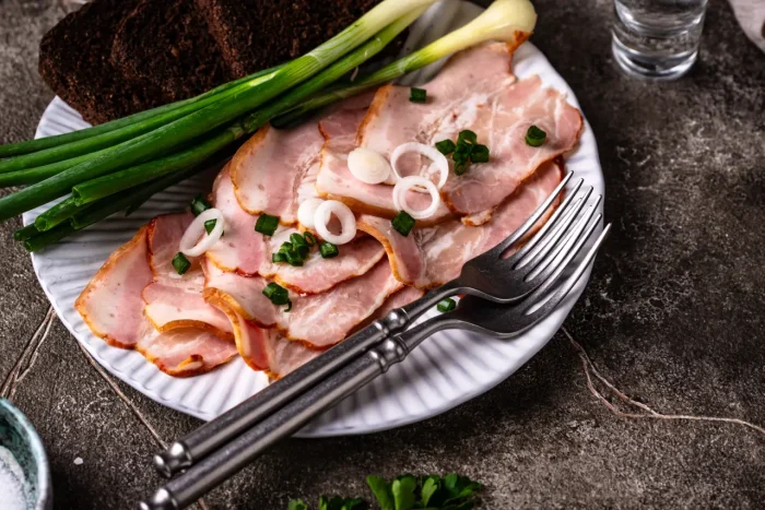 ham and spring onions